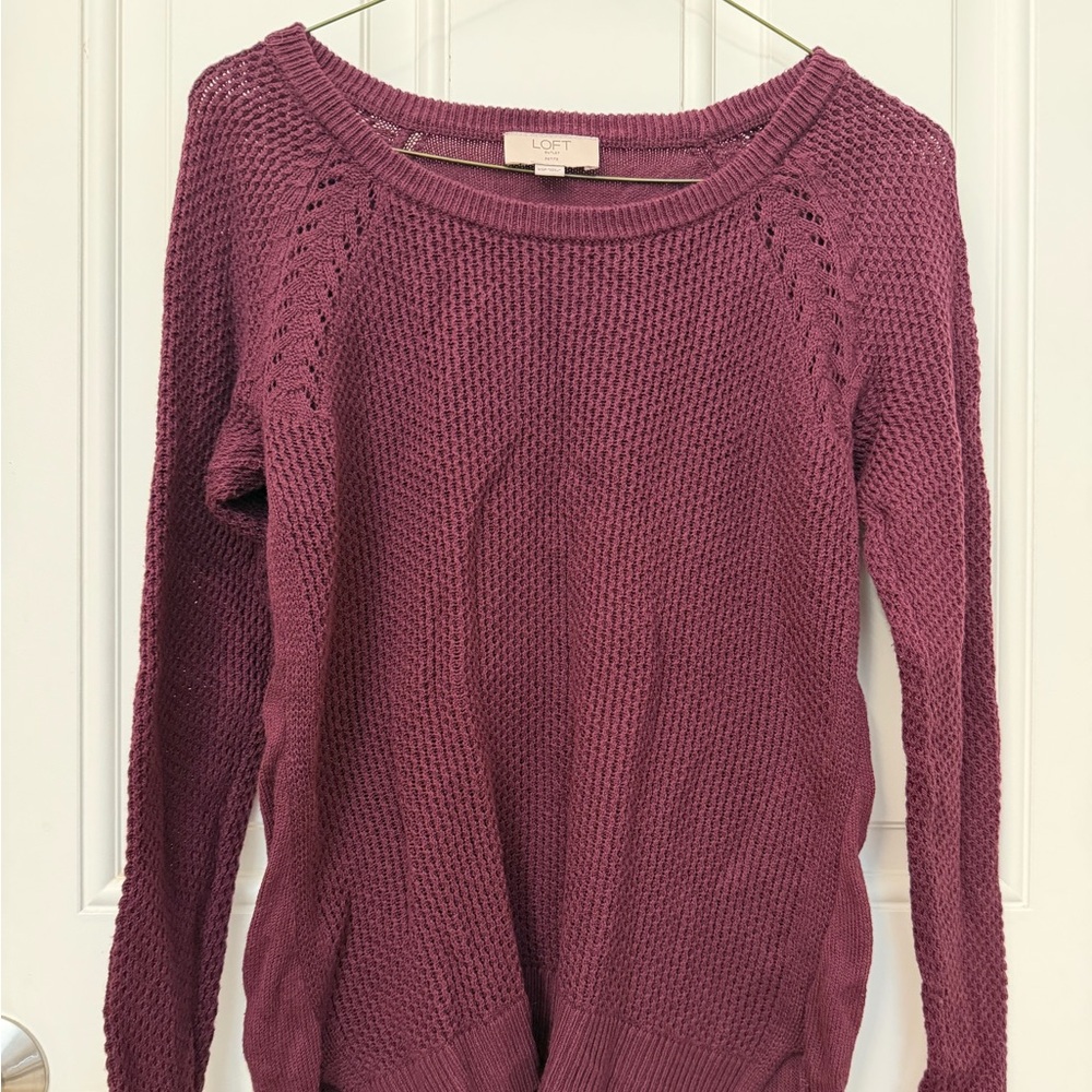 LOFT Women's Burgundy Crew Neck Sweater